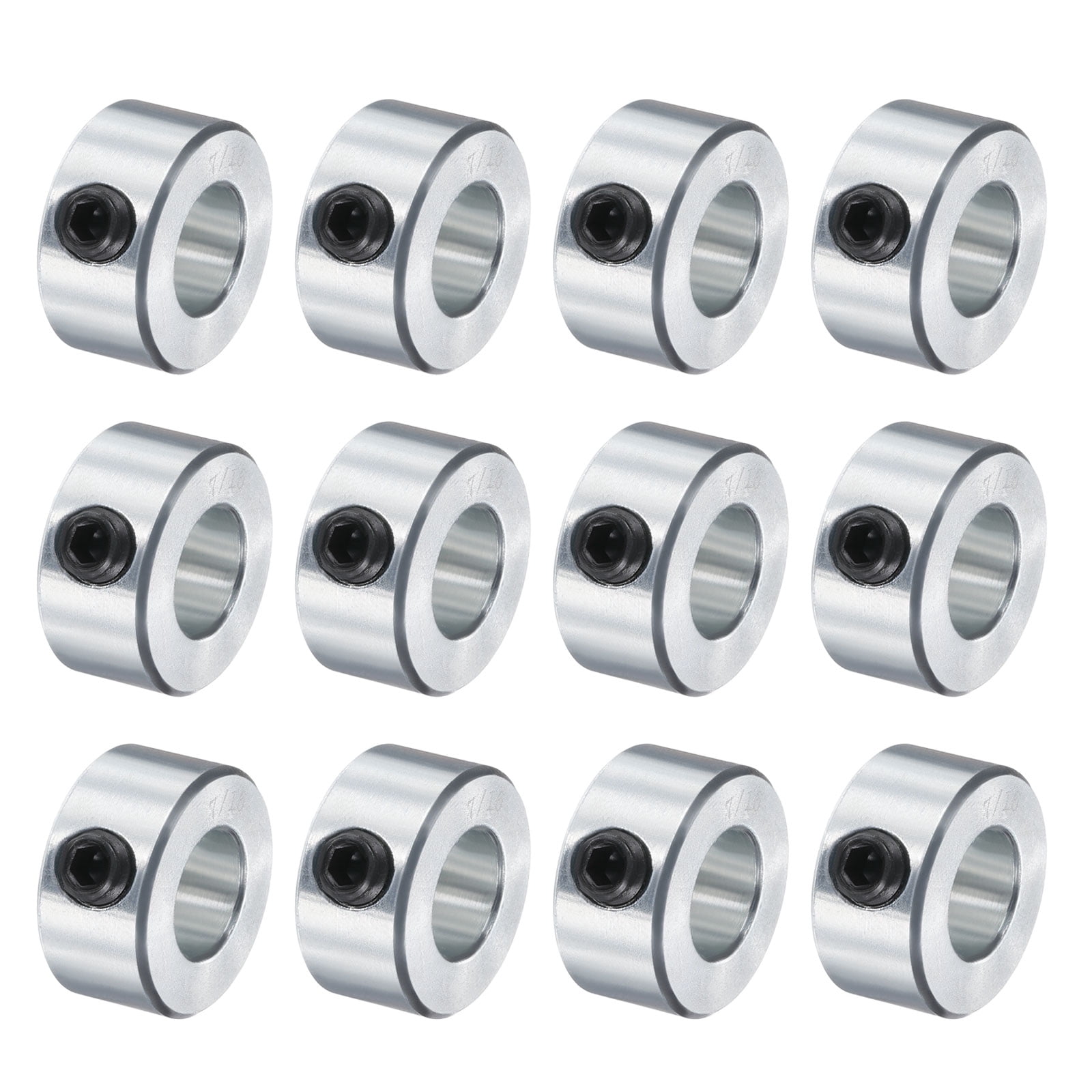 12 Pack Set Screw Collars 7/16" Bore Carbon Steel Shaft Collars, 7/8" OD
