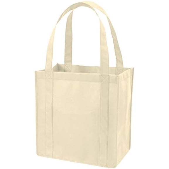(12 Pack) Set of 12 Reusable Grocery Shopping Tote Bag (Natural)