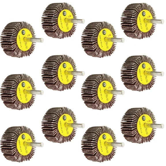 12 Pack ¼" Shank 80 Grit Flap Wheels, Aluminum Oxide Sandpaper - 2"×1"×¼"