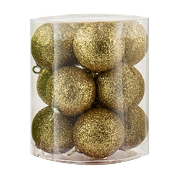 12-Pack Shatterproof Christmas Ball Ornaments with Hanging Loops, Glitter Plastic Tree Decorations for Holiday Home Party Decor, Multi-Color Set(Gold)