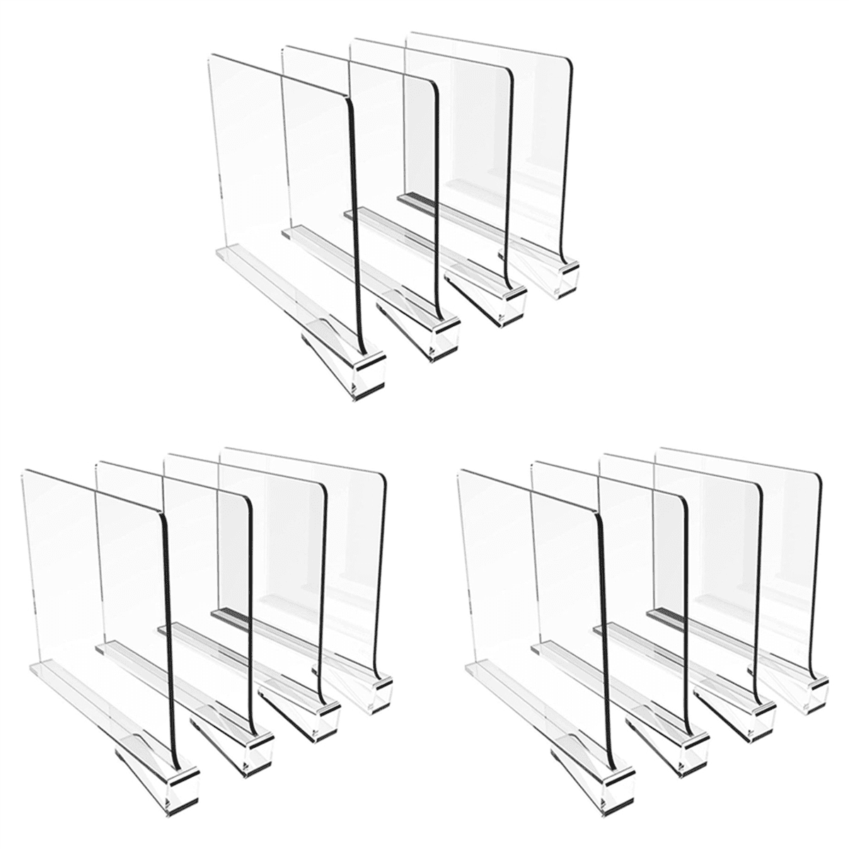 12 Pack Shelf Dividers for Closet Organization,Clear Wood Shelves ...