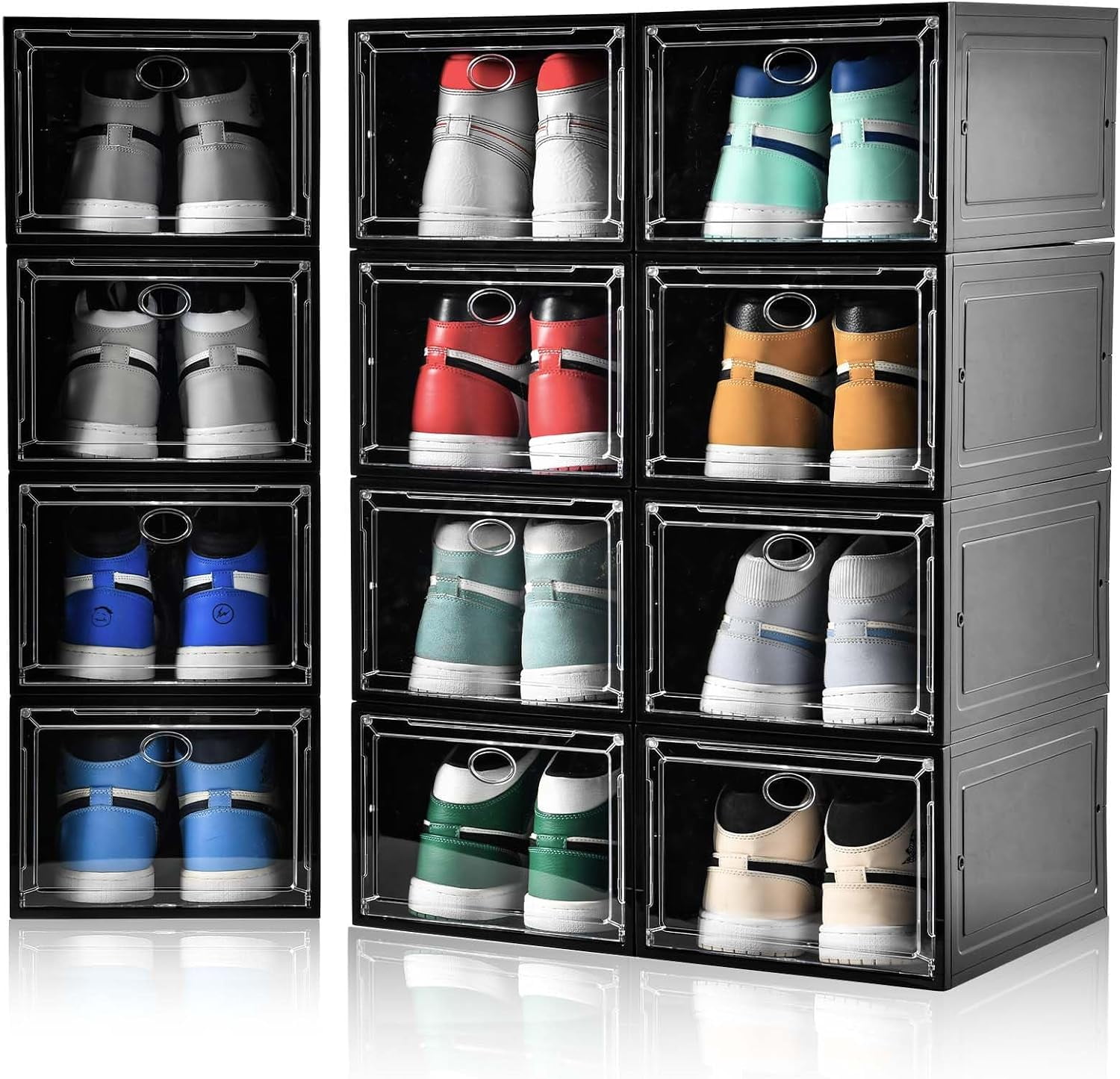 12 Pack Clear Shoe Boxes Stackable,Shoe Storage Boxes for Closet,Sturdy ...