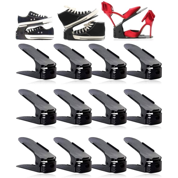 12 Pack Shoe Slots Organizer, Adjustable Double Layer Shoe Stack ...
