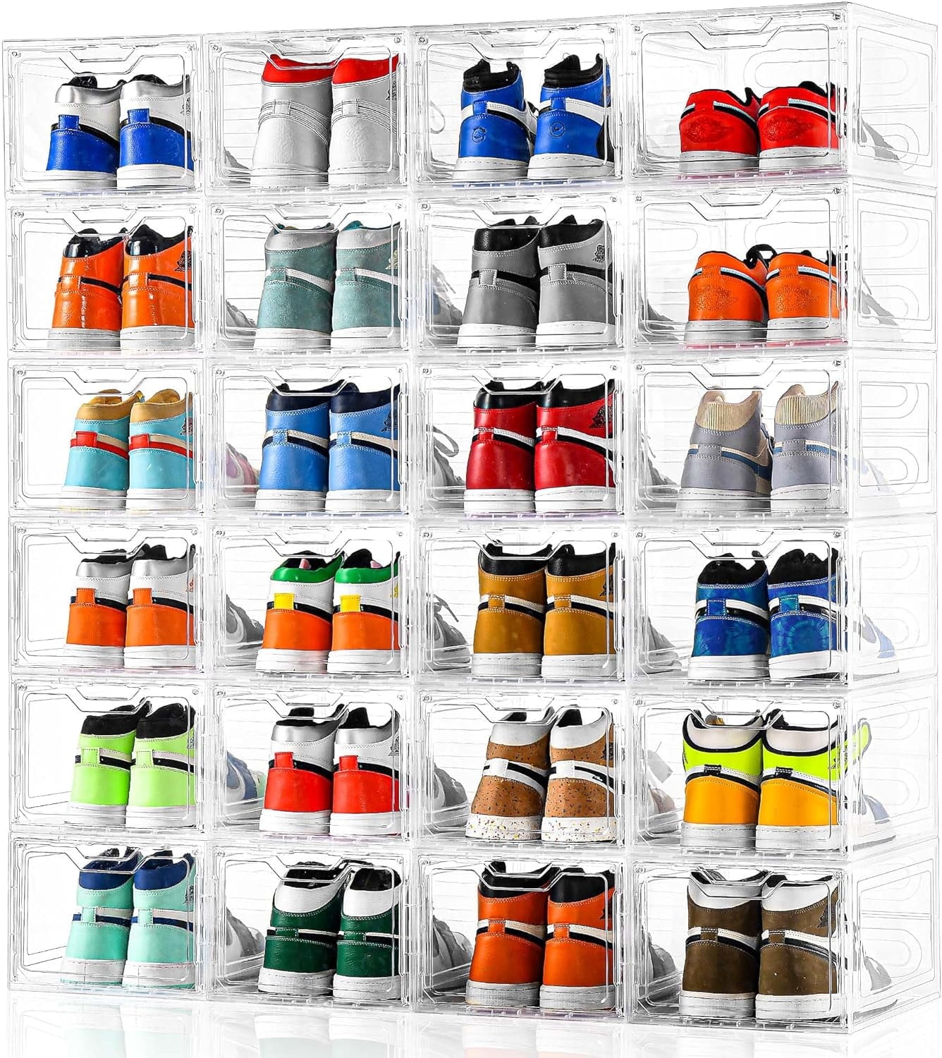 12 Pack Shoe Storage Boxes, Clear Plastic Stackable Shoe Storage ...
