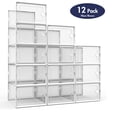 thumbnail image 1 of 12 Pack Shoe Storage Organizer Boxes, Foldable Clear Shoe Boxes Stackable, Shoe Organizer for Closet, Plastic Shoe Containers with Lids, Shoe Containers for Entryway, Bedroom, White, 1 of 10