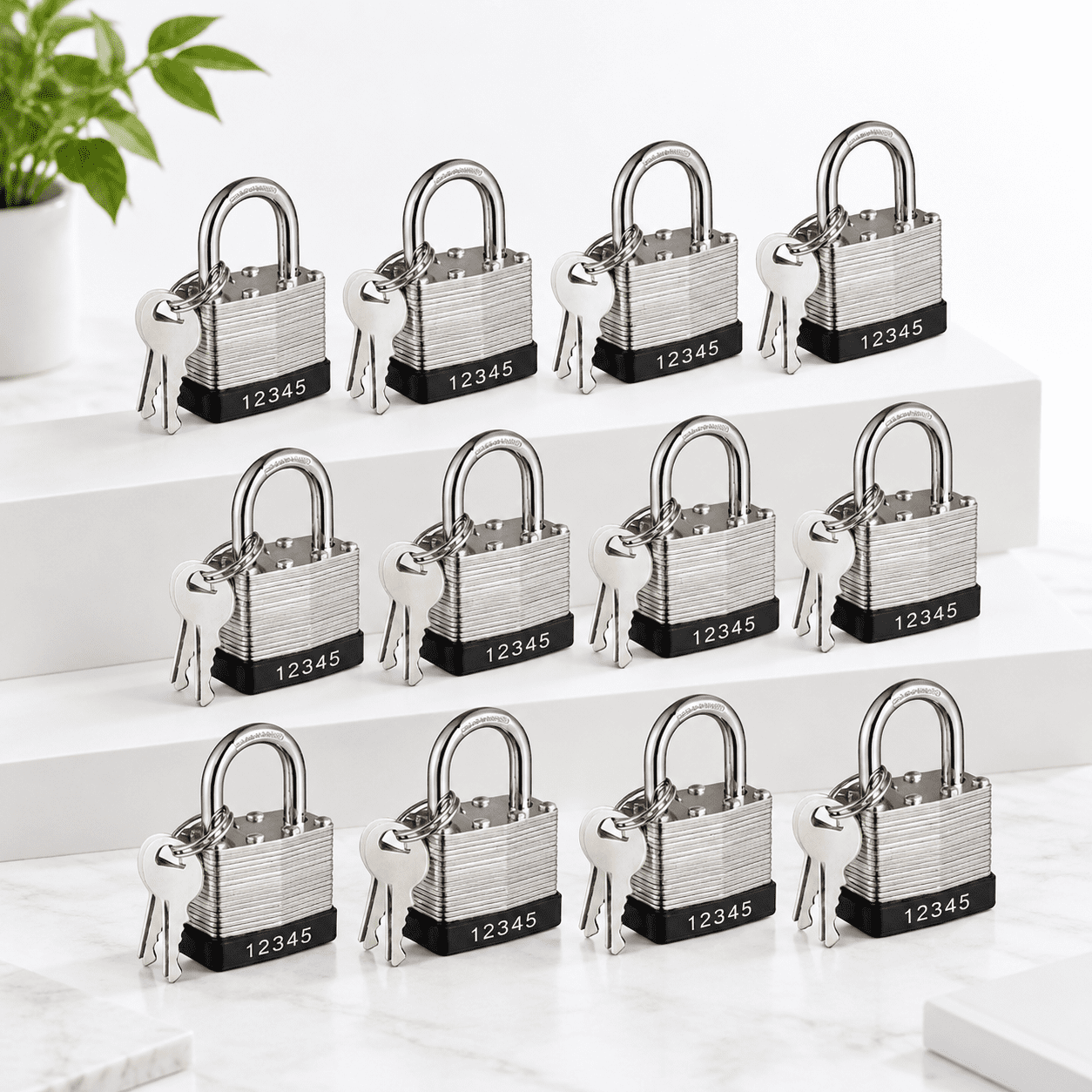 Sign Shackles 12 Pack Short Shackle 40mm Keyed Alike Nickel Plated Laminated Steel ...