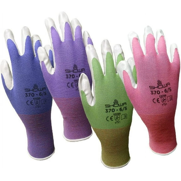 12 Pack Showa Atlas NT370 Atlas Nitrile Garden Gloves - Medium (Assorted Colors)