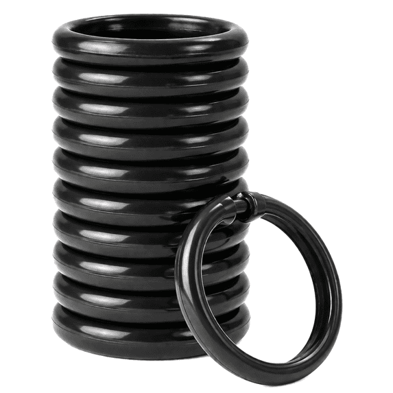 12 Pack Shower Curtain Rings Hooks Plastic Easy Glide Snap Closure Rust Free Fits All Standard Shower Rods Black