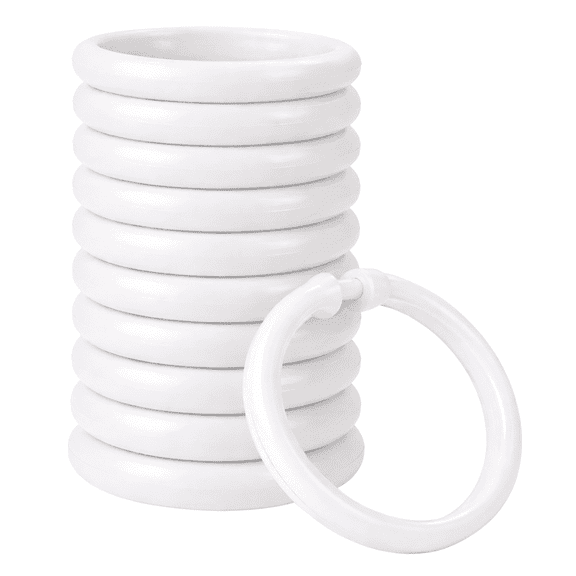 12 Pack Shower Curtain Rings Hooks Plastic Easy Glide Snap Closure Rust Free Fits All Standard Shower Rods White