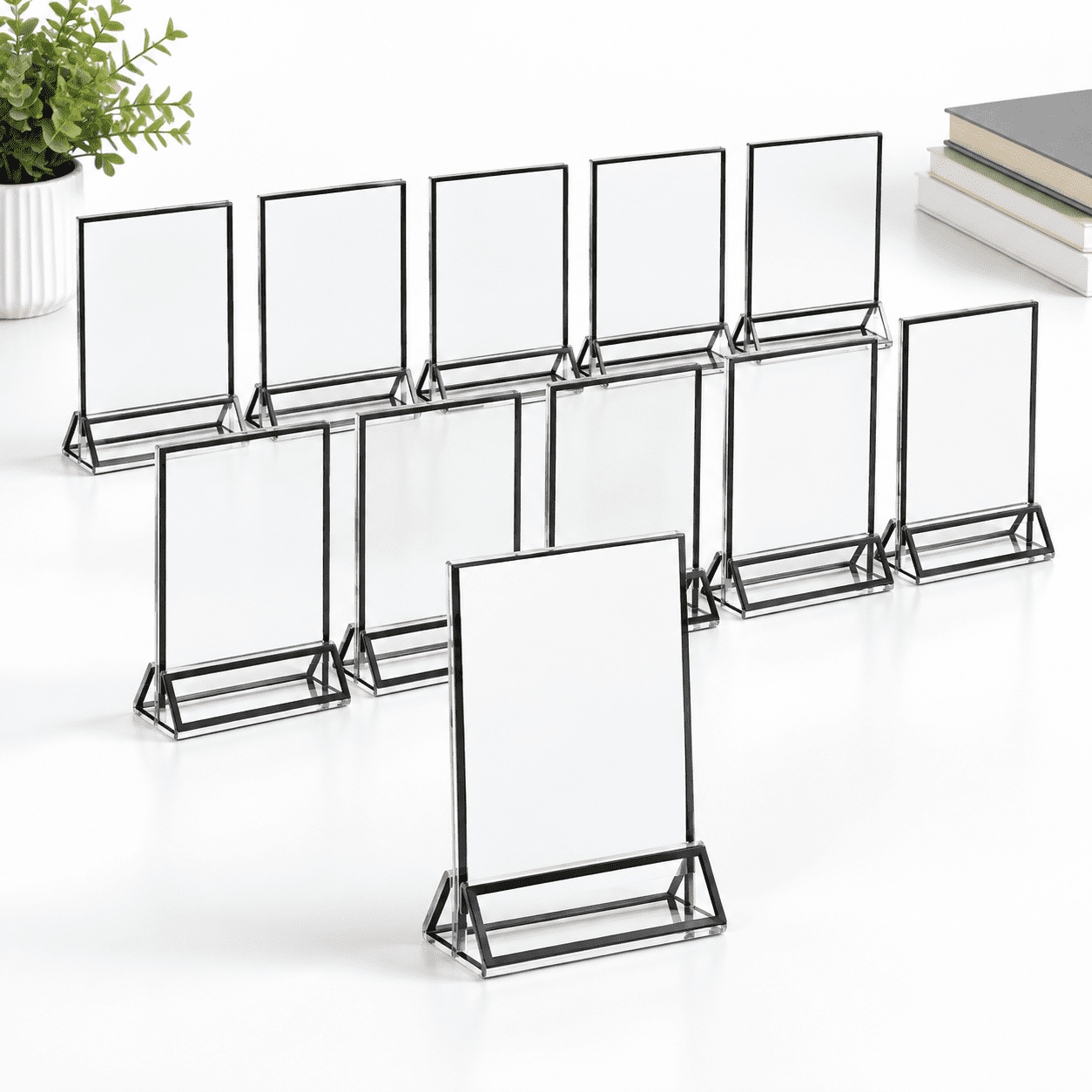 12 Pack Sign Holder 4 X 6 Double Sided Black Picture Frame Stand Up ...