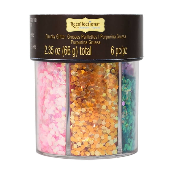 Recollections Signature Pastels Chunky Glitter Caddy, 12 Pack