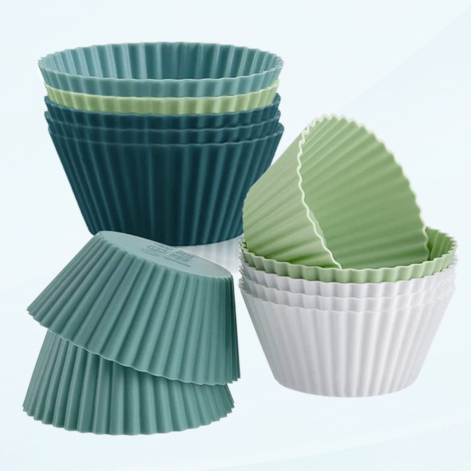 12 Pack Silicone Baking Cups, Reusable Muffin Pan Cupcake Liners Non