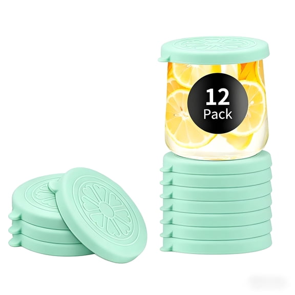 12 Pack Silicone Jar Lids, Replacement Covers Fits 5 Oz Small Glass Yogurt Jars, Lids Only, Leakproof & Reusable
