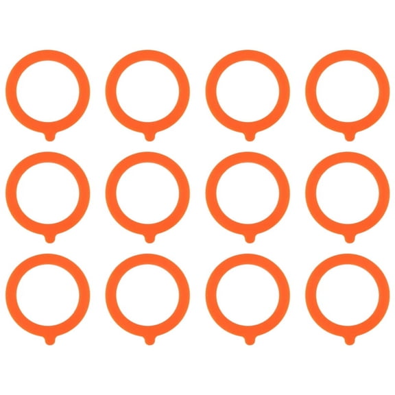 12 Pack Silicone Replacement Gasket, Airtight Rubber Seals Rings for Jar , Leak-Proof Canning Silicone, Orange