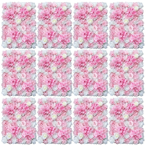 12 Pack Silk Flower Rose Hydrangea Artificial Flower Wall Panel Wedding Background Decor 15.75 * 23.62 in