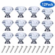 12 Pack Silver Diamond Cabinet Knobs, 30mm Aluminum Alloy Drawer Knobs, Elegant Dresser Pull Handles & Kitchen Handles for Cabinets