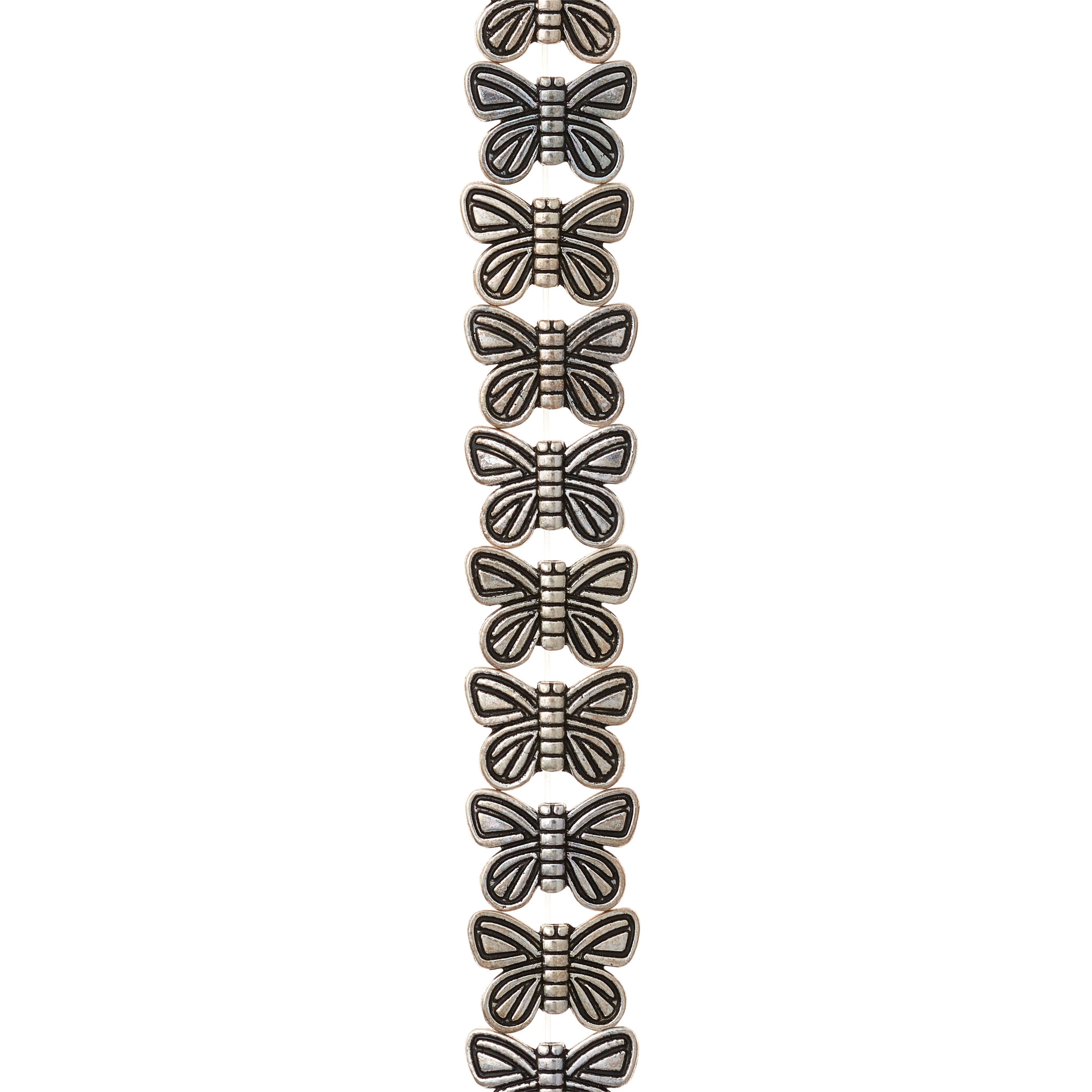 12 Pack Silver Plated Metal Butterfly Beads, 15mm by Bead Landing