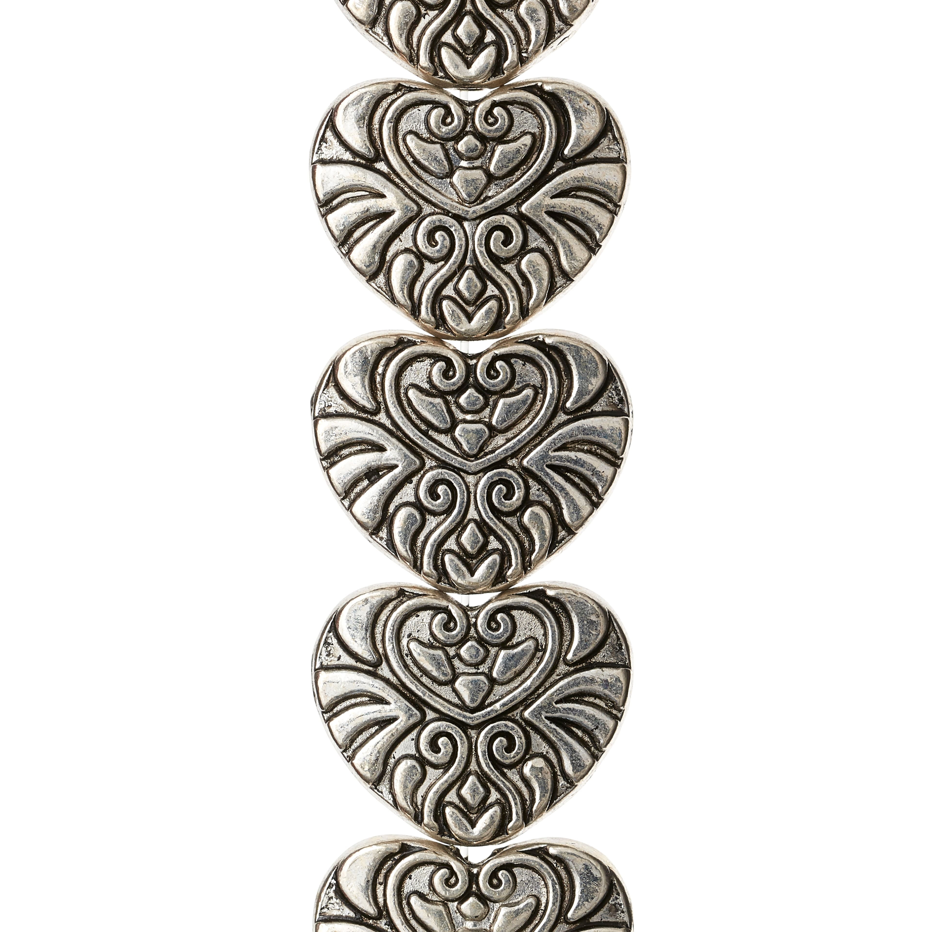 12 Pack SilverPlated Metal Heart Beads, 18mm by Bead Landing