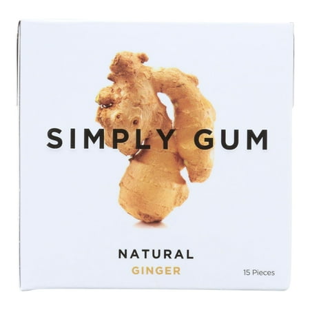(12 Pack) Simply Gum Natural Ginger Gum, 15 Pieces