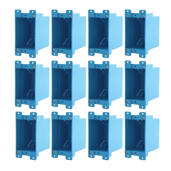 12 Pack Single Gang Electrical Outlet Box, Old Work 14 Cubic Inch Plastic Box 1-Gang Switch AWG Standard,Fire Rated (14Cu.In-12Pack)