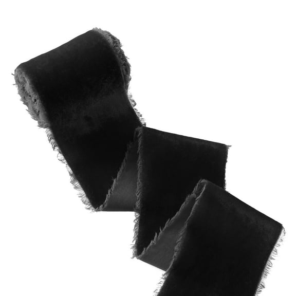 THEGLY Black Velvet Ribbon 3 Inch x 3 Yards Frayed Vintage Velvet Ribbon for Gift Wrapping Christmas Tree Ornament Invitation Bouquet Wreath Craft Bows Making Wedding Home Decor