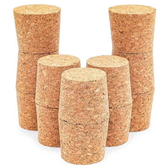 12 Pack Size 22 Cork Stoppers for Glass Bottles, Tapered Plugs for Arts and Crafts, DIY (1.7x1.46x1.49 in)