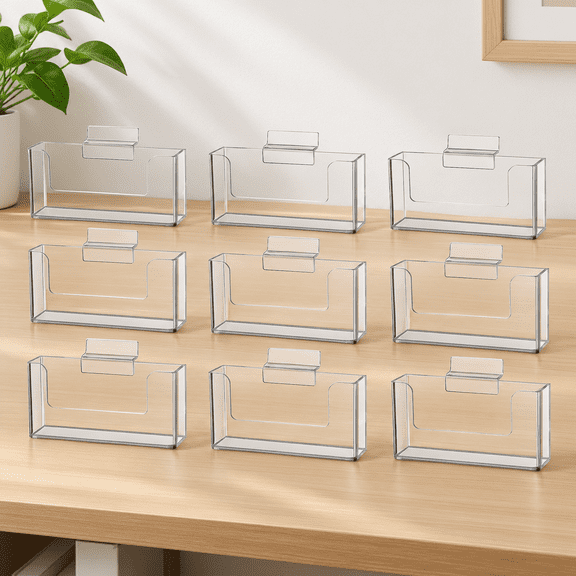 12 Pack Slatwall Sign Holders, 5.35" W Clear Acrylic Slatwall Mount Pocket Postcard Holder Slat Wall Accessories for Literature Printed Material Menu Maps Display Booklet Horizontal Organizer