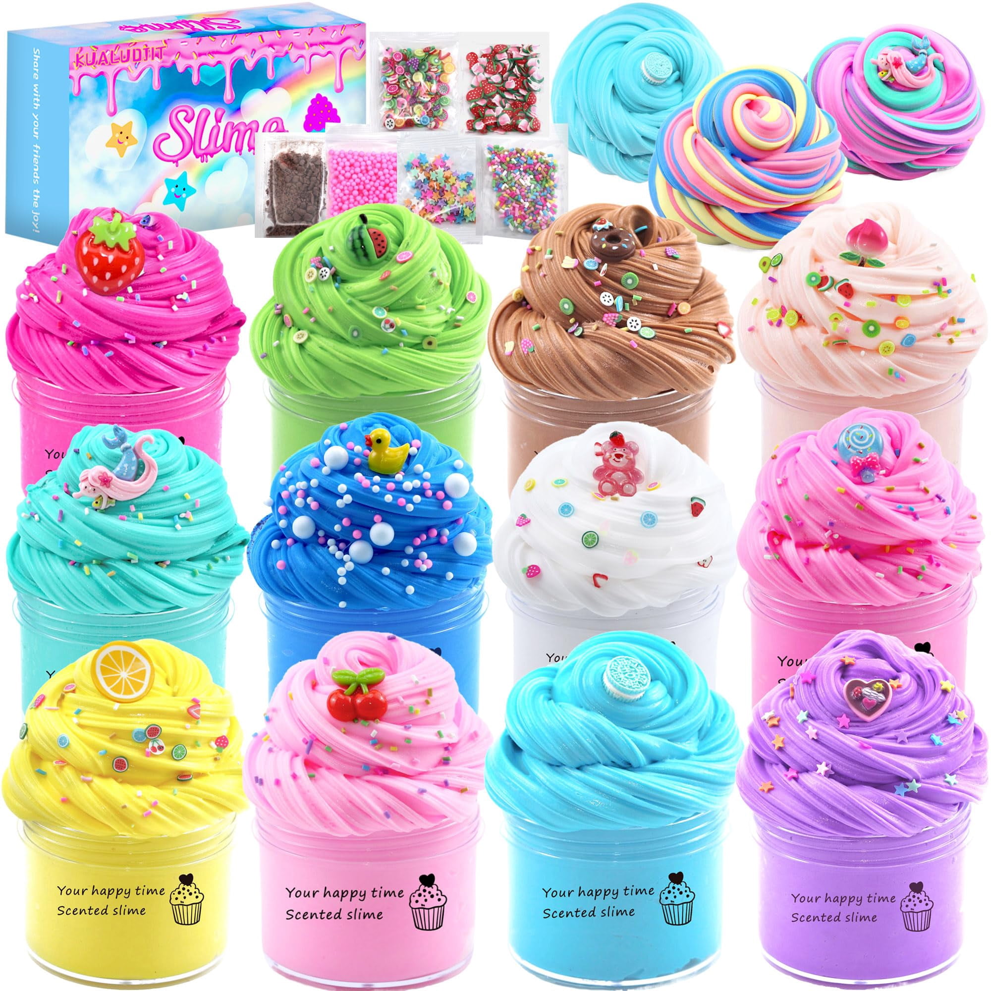 12 Pack Slime kit,DIY Butter Slime,Stress Relief Toys,Craft Toy, for Girl and Boys Party Favors,Easter Basket Fillings and Birthday Gift