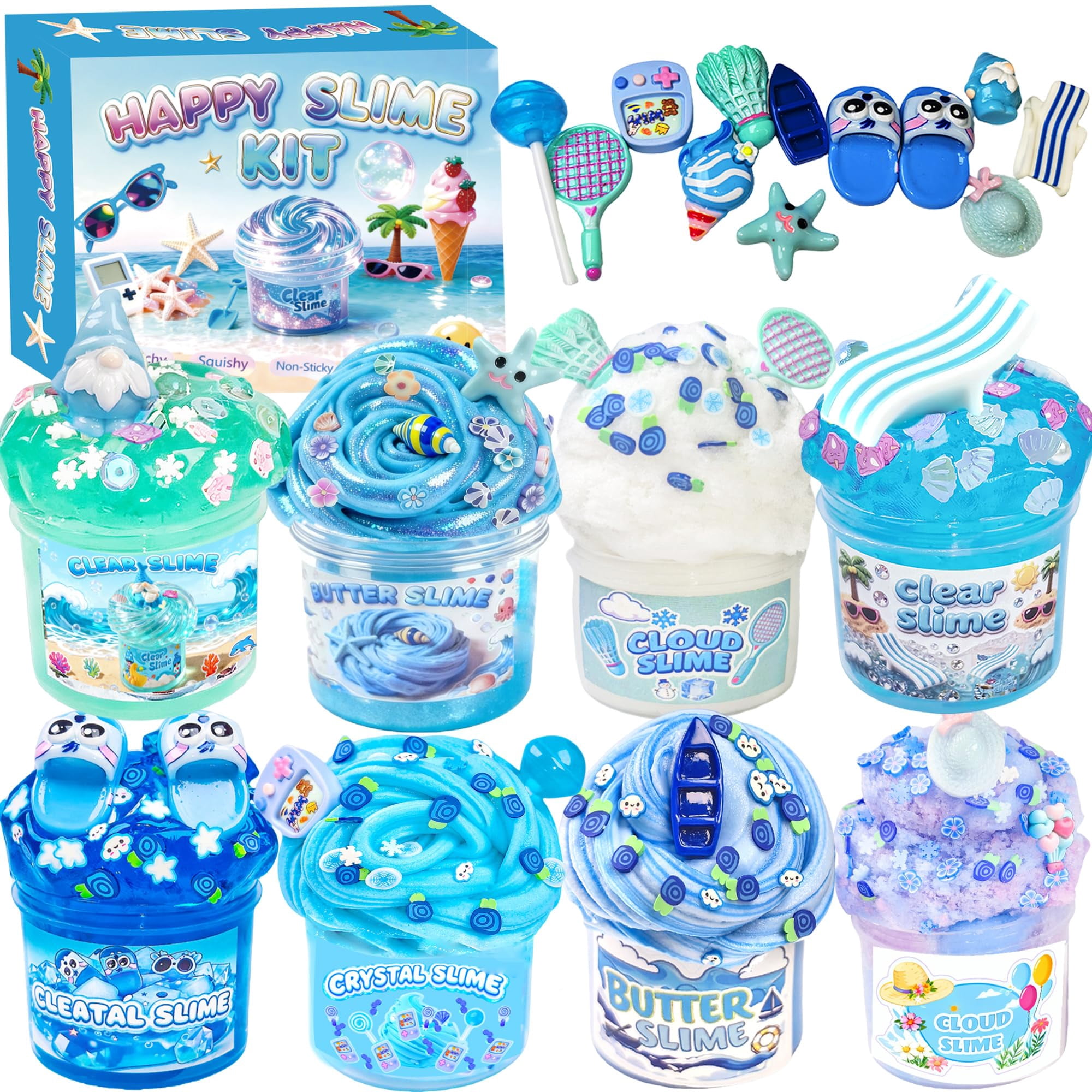12 Pack Slime kit,DIY Butter Slime,Stress Relief Toys,Craft Toy, for Girl and Boys Party Favors,Easter Basket Fillings and Birthday Gift