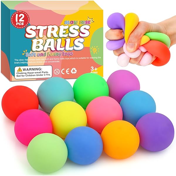 12 Pack Slow Rising Stress Ball,Stress Balls for Kids Adults,Stretchy ...