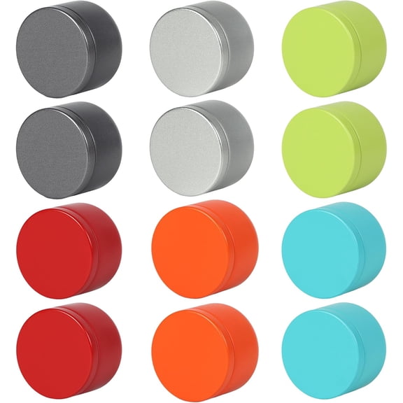 12 Pack Small Airtight Tea Canister, Round Metal Tins with Lids for Candle Making Coffee Spices, Empty Mini Storage Containers Multicolor for DIY Crafts Party Favors