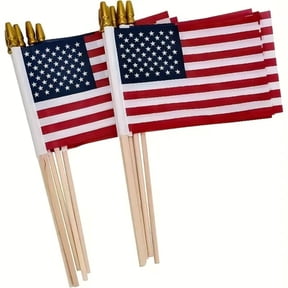 12 Pack Small American Flags on Stick 12x8 Inch,Mini American US Flags,American Hand Held Stick Flags Spear Top (12x8 Inch-12 pack)