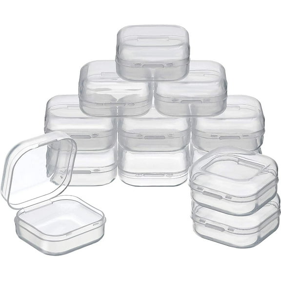 12 Pack Small Clear Plastic Storage Containers with Hinged Lids for Organizing, Mini Beads Storage Containers Box for Jewelry, Hardware, Game Pieces, Crafts,Tiny Beads and More Small Items