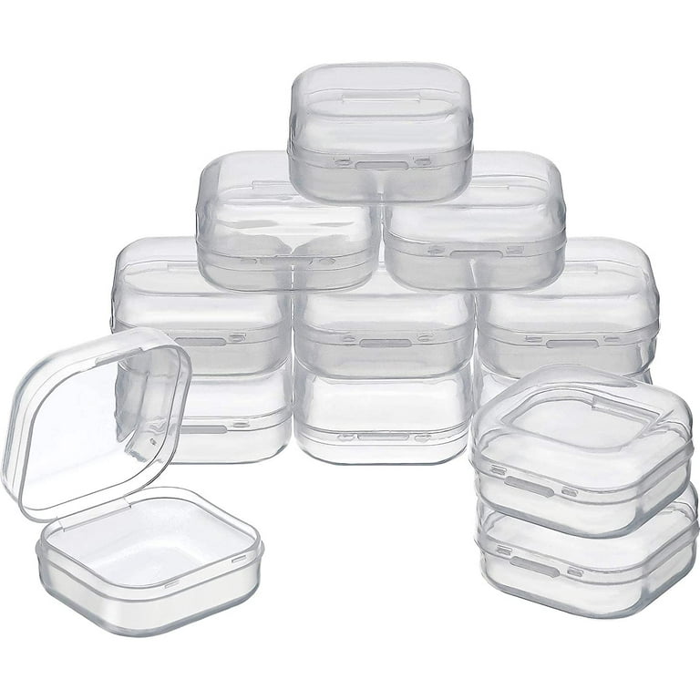 12 Pack Small Clear Plastic Storage Containers with Lids,Beads Storage Box with Hinged Lid for Beads,Earplugs,Pins, Small Items, Crafts, Jewelry