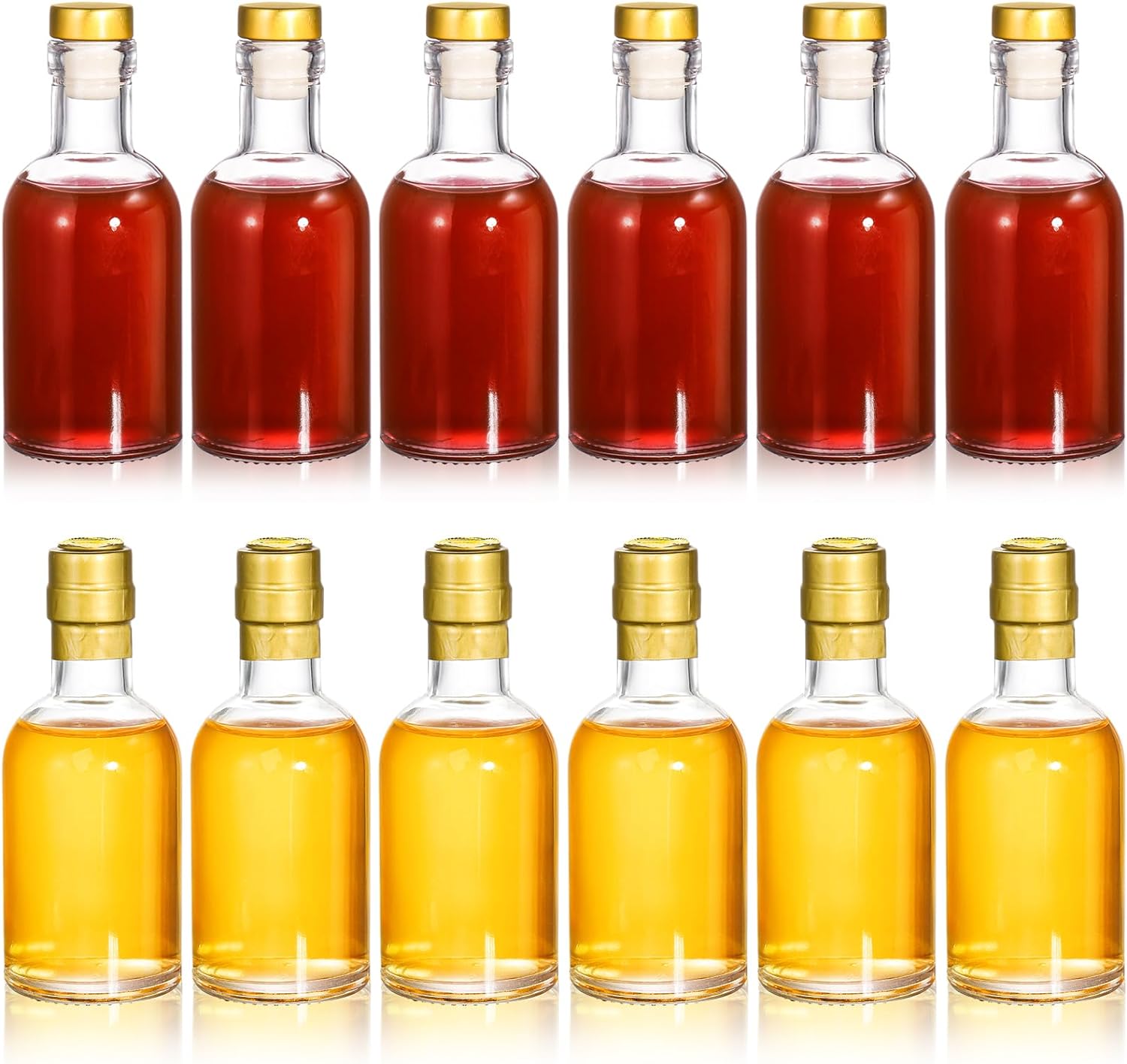 12 Pack Small Glass Liquor Bottles with TTop Caps and Heat Shrink