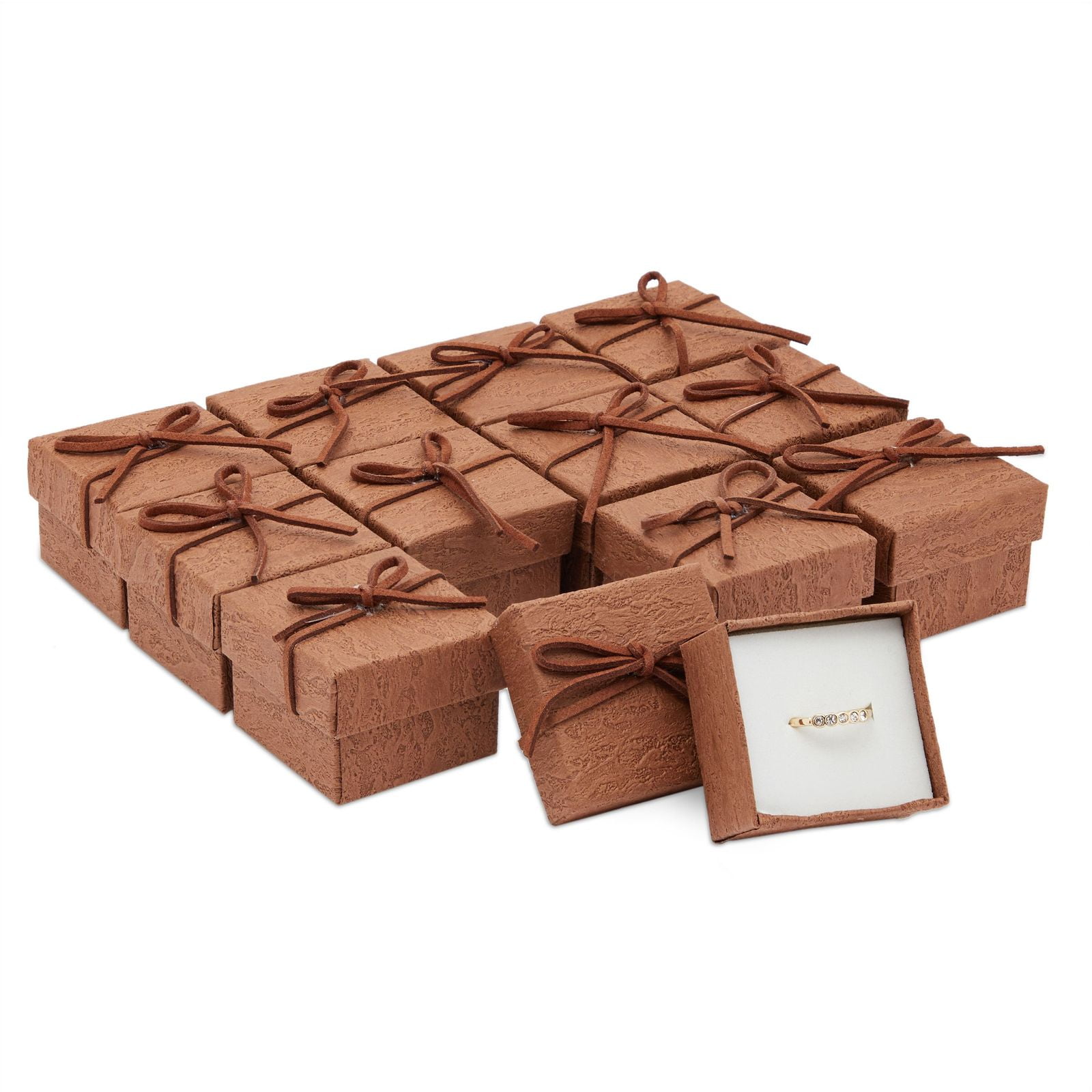 TREEWOO 12 Universal Jewelry Packaging Boxes with Ribbon Bow For Earring  Ring Necklace Displays,Showcases,Countertops Christmas New Year Cardboard
