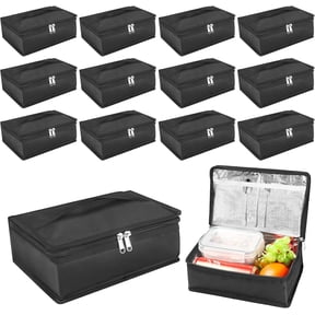 12 Pack Small Lunch Bags Bulk,Portable Soft Insulated Lunch Bag for Women Men,Mini Cooler Lunch Box with Handle for Work & School,Black