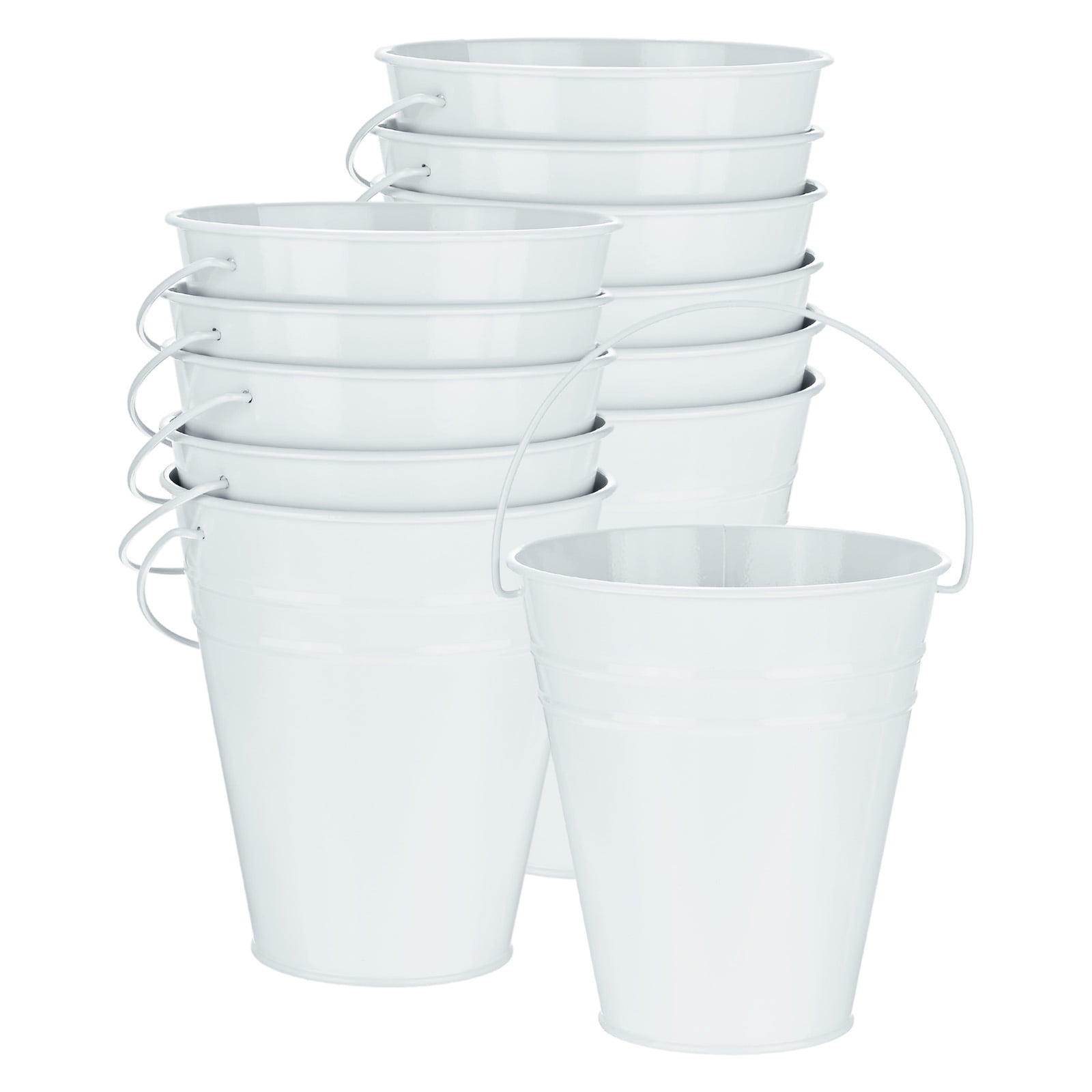 12-Pack Small Metal Bucket with Handle, 12x13cm Galvanized Buckets ...