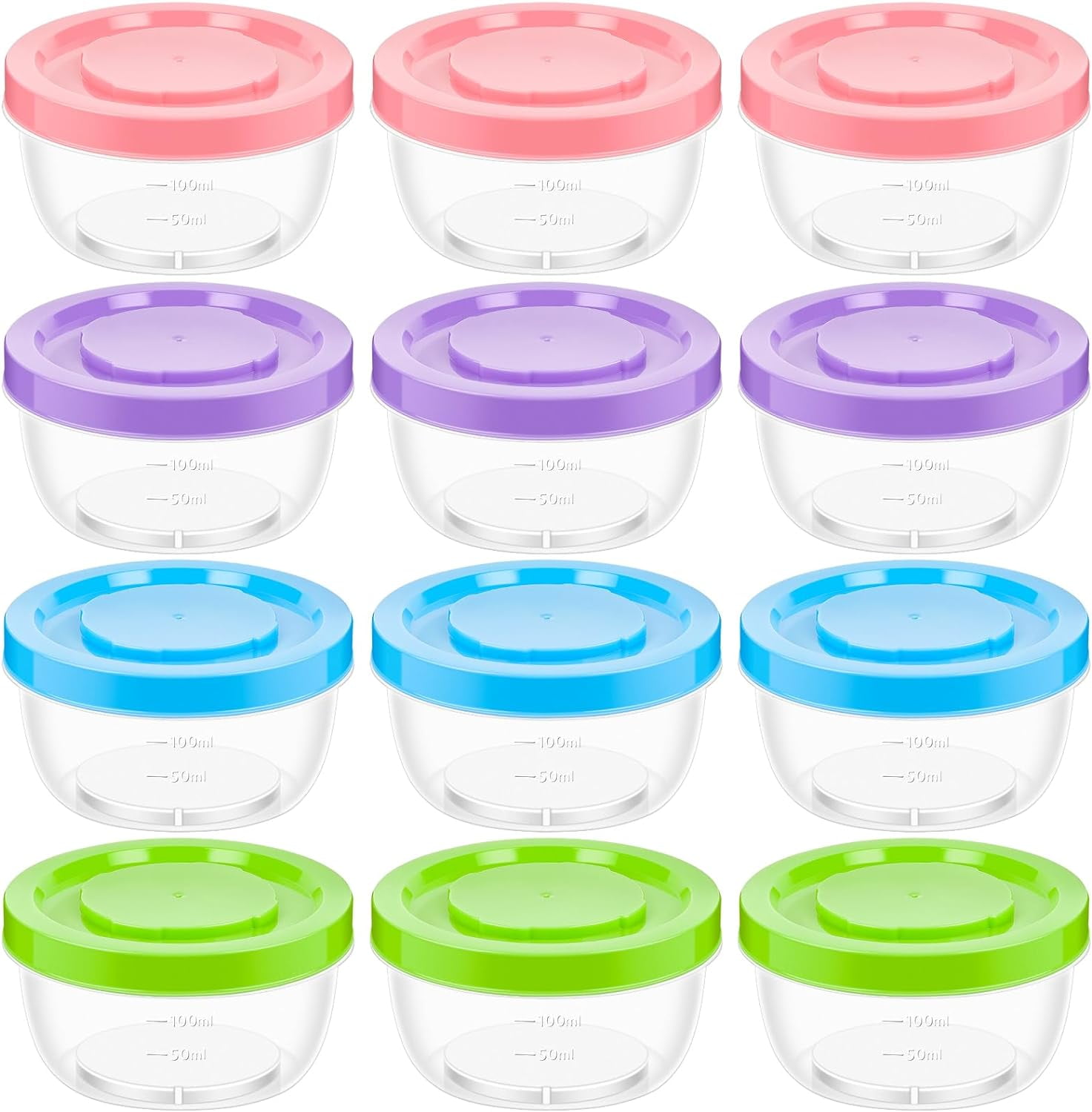 12 Pack Small Plastic Food Containers with Screw on Lids Reusable 5