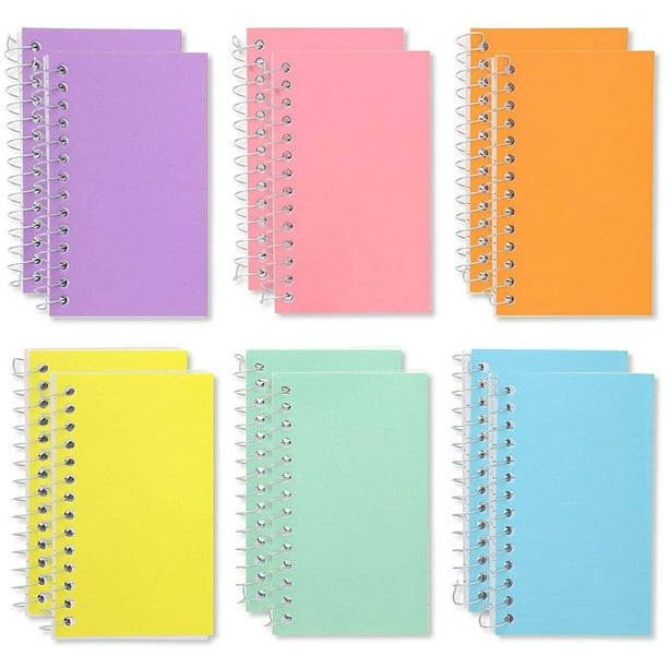 12-Pack Small Spiral Notebook 3x5, 80 Sheets Per Notepad, College Ruled ...