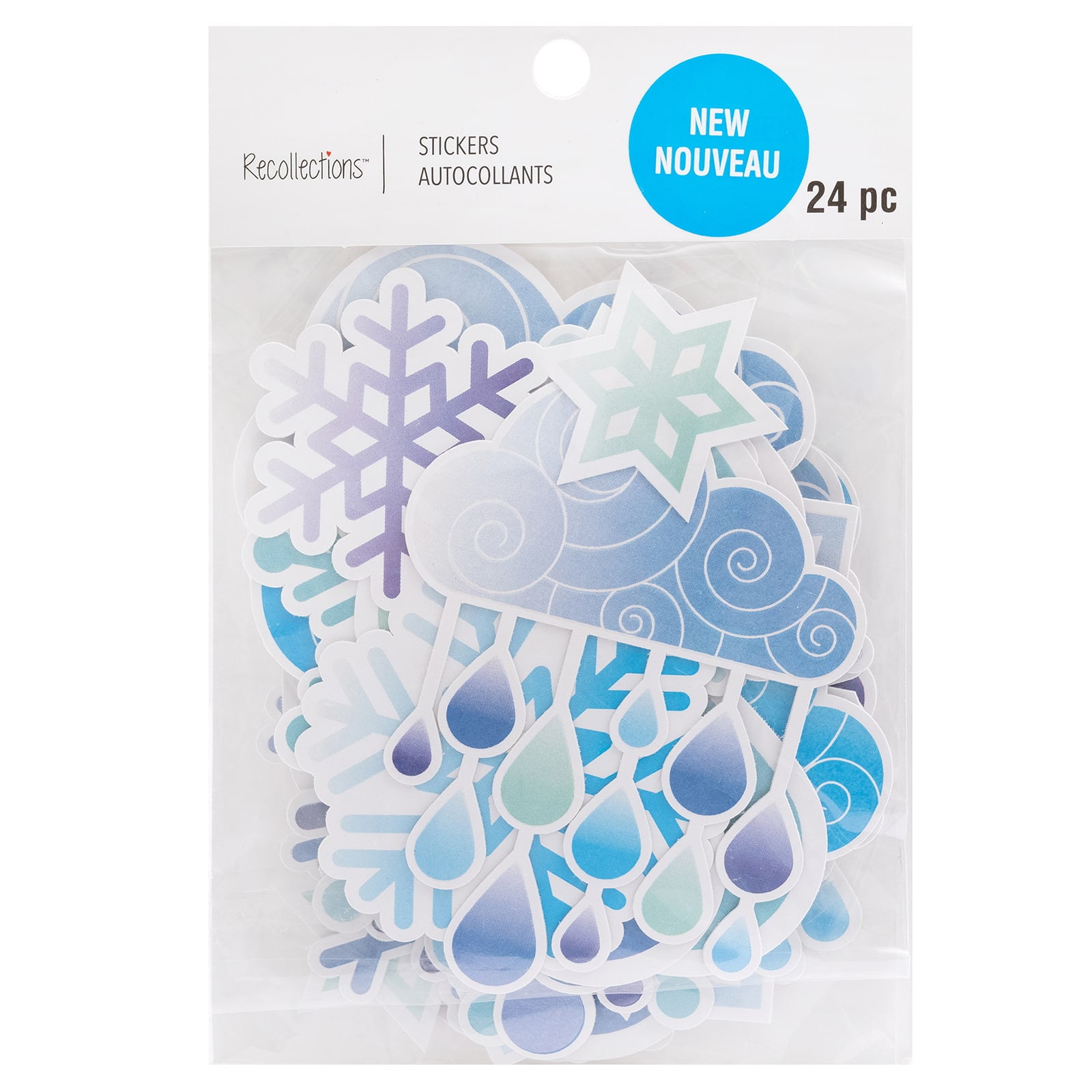 12 Pack: Snowflake & Raindrop Die Cut Stickers by Recollections™