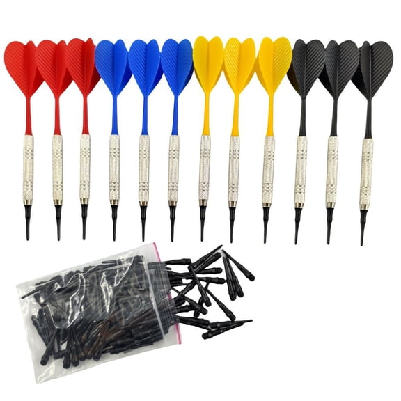 12 Pack Soft Tip Darts Set with 100 Spare Tips, Lightweight 14g for Beginners, Family Game Night & Party Fun