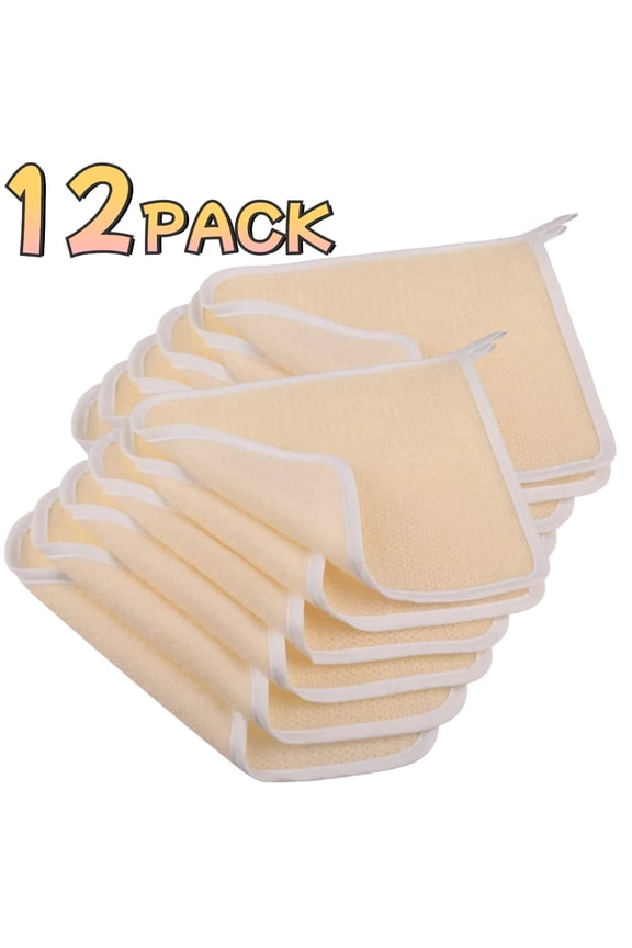 12 Pack Soft-Weave Wash Cloths for Face and Body, Exfoliating Washcloth for Women Men - Rough Exfoliating Side & Soft Terry Side