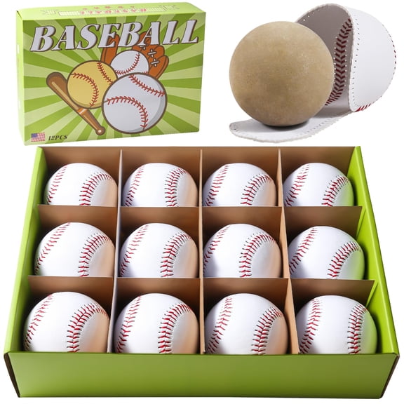 12 Pack Soft Youth Baseballs - Rubber Filled Practice Balls for T-Ball & Little League 12 Pack