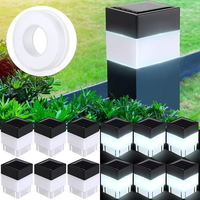 12 Pack Solar Fence Post Cap Lights 2in x 2in Solar Post Cap Lights