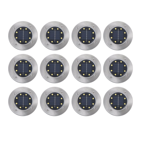12 Pack Solar Ground Lights 8 LED Garden Lights Solar Powered For Patio Pathway