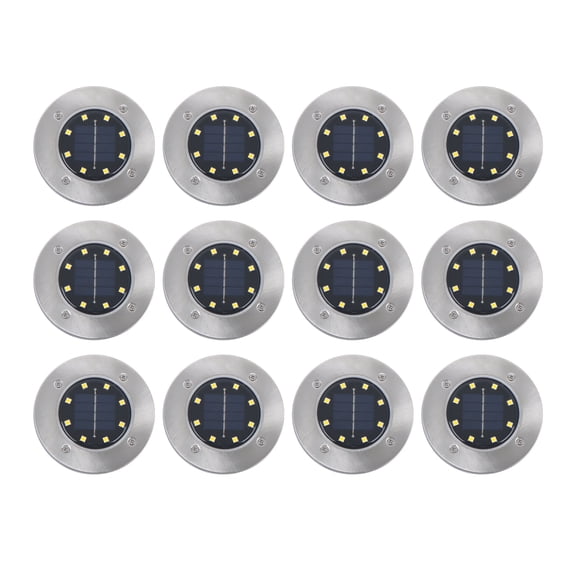 12 Pack Solar Ground Lights 8 LED Garden Lights Solar Powered For Patio Pathway