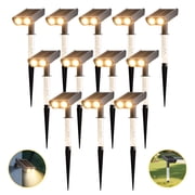12 Pack Solar Lights Outdoor Waterproof 2 IN 1 Solar Spot Lights with 2 Lighting Modes & PC Light Guide Column for Tree Garden Yard Pathway,Warm Yellow 3000k Landscape Lights,IP65