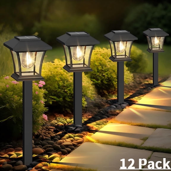 12 Pack Solar Lights Outdoor for Garden Walkway Pathway Lawn Yard Decorative Landscape Lighting. (Warm White, 12)