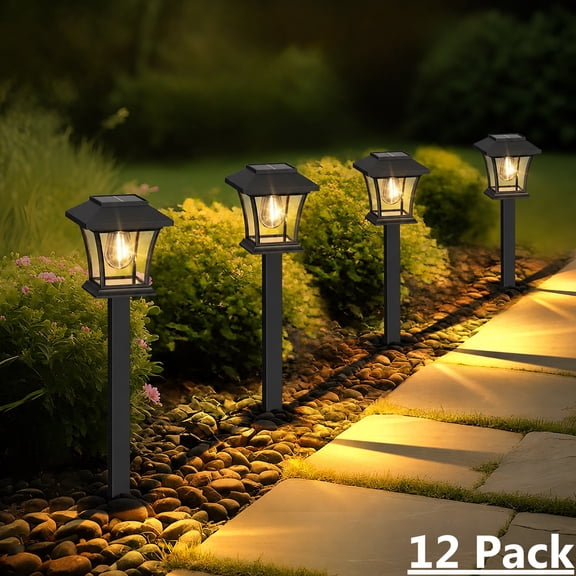 12 Pack Solar Lights Outdoor for Garden Walkway Pathway Lawn Yard Decorative Landscape Lighting. (Warm White, 12)